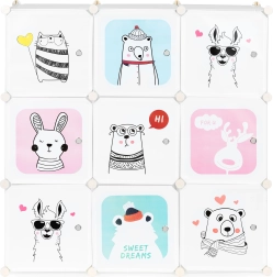 otroška modularna omarica z 9 vrati z živalskimi motivi ModernHome