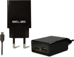 Omrežni polnilec BELINE 2× USB s kablom microUSB 2 A, črna