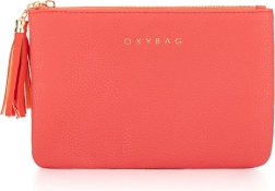 Kozmetična torbica iz usnja v koralni barvi