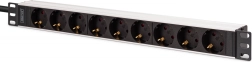 Rack PDU 19" strip with 9 SCHUKO outlets (45°), IEC C20 inlet, 2 m cable, 16 A, aluminum