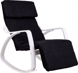 Gugalni stol s prilagodljivim naslonjalom za noge od ModernHome v beli in črni barvi