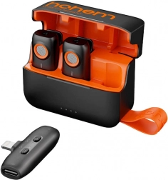 brezžični mikrofonni sistem HOHEM s polnilnim ohišjem (2 oddajnika + 1 sprejemnik)