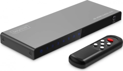 DIGITUS 8K HDMI stikalo 5×1, 60 Hz (4:4:4), HDR, HDCP 2.3, z daljinskim upravljalnikom, črno