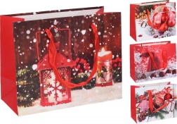 Božična darilna papirnata vrečka, velikost S, 18 × 23 × 10 cm