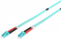 Optični patch kabel LC–LC duplex MM 50/125 OM3 LSOH 1 m turkizen