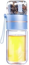 Toro Glass Travel Tea Bottle made of double-wall borosilicate glass 165 + 90 ml