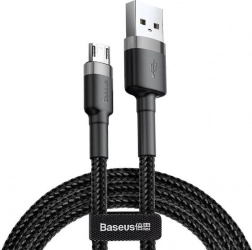 Baseus Cafule kabel micro USB 2 m, opleten sivo‑črn