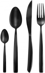 Luksov̌ni črni nerjavni jedilni pribor za 6 oseb, 24-delni ORION Black Luxury