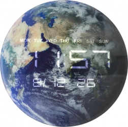 Stenska digitalna ura Zemlja z LED-zaslonom 32 cm, modra