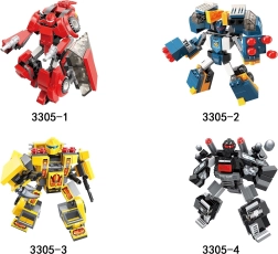 Qman gradbeni komplet Blast Ranger, set 4 robotov