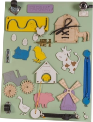 Lesena dvostranska aktivna tabla Kmetija zelena 28 x 37,5 x 50 cm