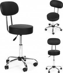 Vrtljiv stolček z naslonom, nastavljiv po višini, črn MODERNHOME