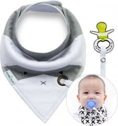 Rutka/slinček z držalom za dudo – bela in siva