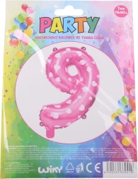 Napihljiv balon številka 9 rožnat s srčki