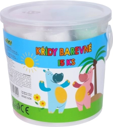 Barvne kredice za pločnik v vedru, 15 kos