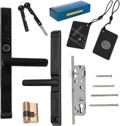 Pametna ključavnica za vrata s tipkovnico, prstnim odtisom in kartico