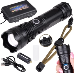 Zmogljiva LED svetilka z USB polnjenjem, vodoodporna, z zoomom