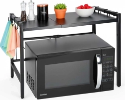 Kuhinjska nastavljiva polica nad mikrovalovno pečico s kljukami, kovinska