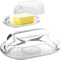 Steklena posodica za maslo s pokrovom