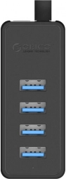 Usb 3.0 hub ORICO s 4 vrati, zunanje napajanje, črn