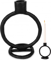 Aluminijasti svečnik za visoko svečo, črn, 15 cm