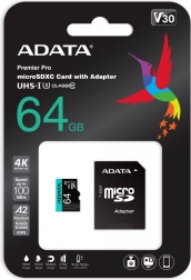 MicroSD kartica Premier Pro 64 GB UHS-I U3 V30 A2 + SD adapter