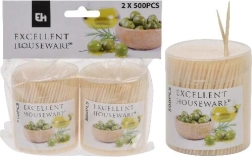Bambusove dvostranske zobotrebce z okroglim etuijem, 2 × 500 kos