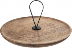 Lesena večnadstropna etažna skleda iz mangovega lesa 30,5 cm s kovinskim ročajem