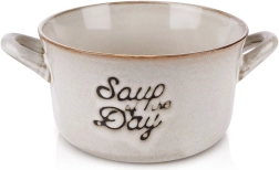 Keramična jušna skleda z ročaji 600 ml – siva