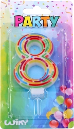 Praznična svečka za torto številka 8 s stojalom