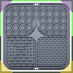 Silikonska lizalna podloga za pse in mačke, antistresna upočasnjevalna, siva 20 × 20 cm