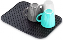 Silikonska odkapna podloga za posodo, črna 34 × 26,5 cm