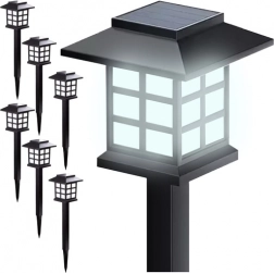 Sončne vrtne svetilke GARDLOV, komplet 6 kosov, hladno bela, amorfni panel