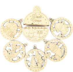 Božične lesene okraske škrat, komplet 5 kosov v darilni škatlici