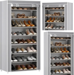 8-nadstropno stojalo za čevlje s proti-prašnim pregrinjalom – sivo