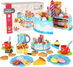 Rojstnodnevna torta za rezanje z ježkom, 80-delni komplet – modra