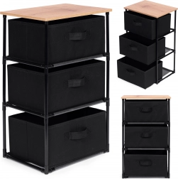 Trinadstropni tekstilni shranjevalni regal, črna barva, ModernHome