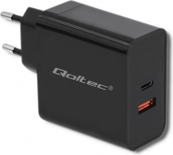 Polnilnik Qoltec 63W z USB-C PD in USB QC 3.0 črna