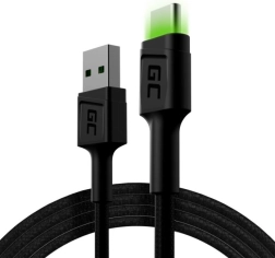 Polnilni in podatkovni kabel USB-A na USB-C 120 cm z LED osvetlitvijo GREEN CELL Ray