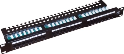 Patch panel UTP Cat 5e, 24 portov, LSA, 1U s polico