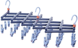 zložljiv sušilni obešalnik s kljukicami, 29 sponk, temno moder