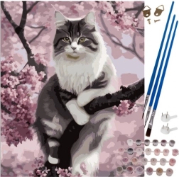 Slikanje po številkah 40 × 50 cm – mucek na platnu