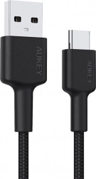 Aukey USB‑C na USB‑A kabel 2 m, 60 W, najlonski pleten, črn