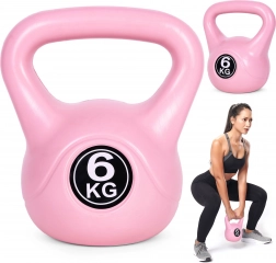 Kettlebell 6 kg rožnat ModernHome – utež za funkcionalni trening in krepitev