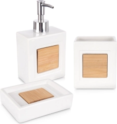 Bela tridelná kopalniška set iz dolomita z bambusom