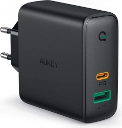 Omrežni polnilec AUKEY PA-D3 2×USB s Power Delivery 60 W