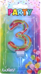 Zabavna svečka številka 3 s črtami