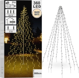 Christmas chain lighting 360 LED for pole