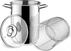 Nerjavno jeklen lonec za beluše in testenine s košaro ter steklenim pokrovom ANETT 16 cm, 4,2 l