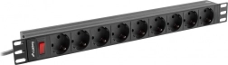 PDU napajalni razdelilnik Rack 19 palcev 1U 16A 9x Schuko 3 m črna